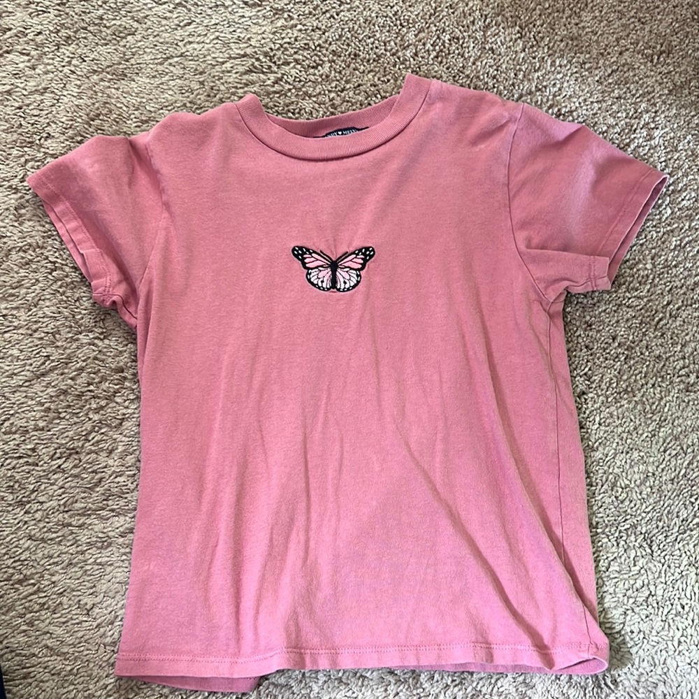 Pink butterfly Brandy Melville t-shirt.
